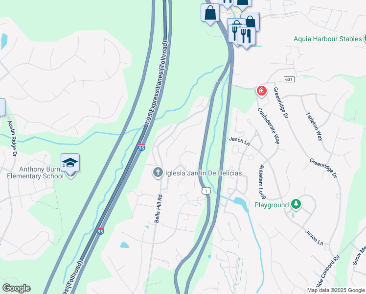 map of restaurants, bars, coffee shops, grocery stores, and more near 101 Holly Knoll Court in Stafford
