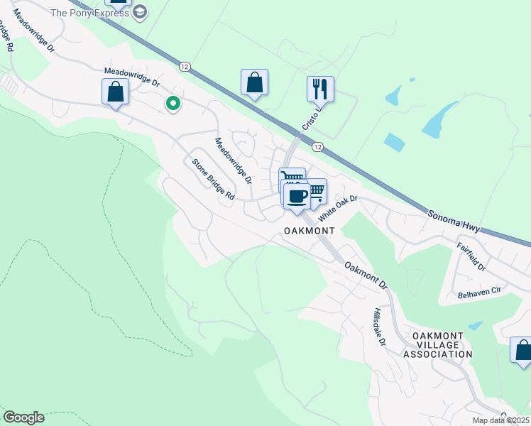 map of restaurants, bars, coffee shops, grocery stores, and more near 6590 Stone Bridge Road in Santa Rosa