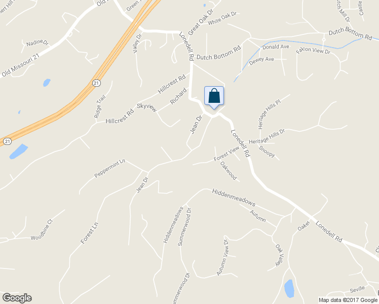 map of restaurants, bars, coffee shops, grocery stores, and more near 1841 Jean Drive in Arnold