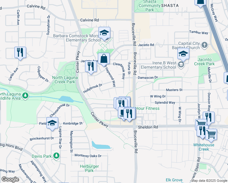 map of restaurants, bars, coffee shops, grocery stores, and more near 8704 Port Haywood Way in Sacramento