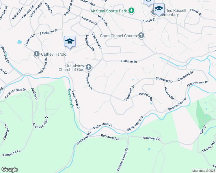 map of restaurants, bars, coffee shops, grocery stores, and more near 4725 Nottingham Court in Ashland