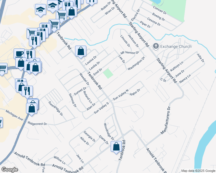 map of restaurants, bars, coffee shops, grocery stores, and more near 752 Esther Drive in Arnold