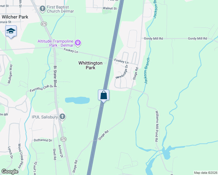 map of restaurants, bars, coffee shops, grocery stores, and more near 9091 North Salisbury Boulevard in Delmar