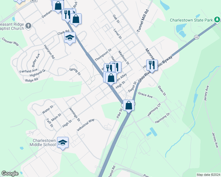 map of restaurants, bars, coffee shops, grocery stores, and more near 720 Green Alley in Charlestown