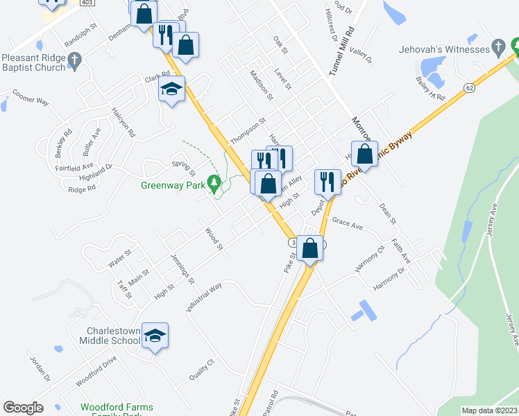 map of restaurants, bars, coffee shops, grocery stores, and more near 720 Green Alley in Charlestown