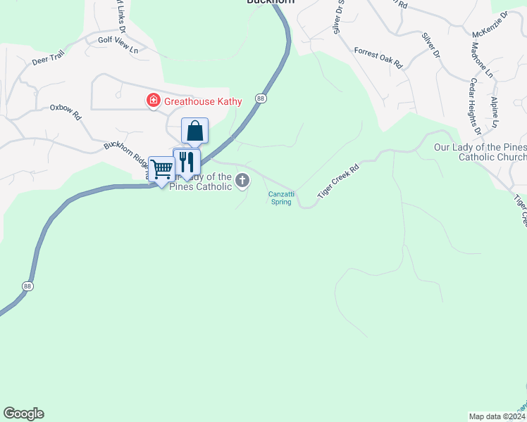 map of restaurants, bars, coffee shops, grocery stores, and more near 16200 Pinewood Drive in Pioneer