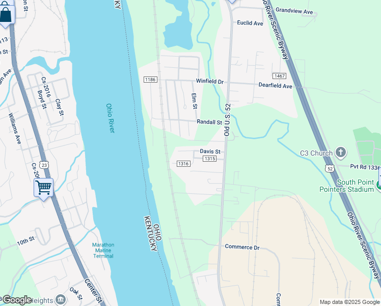 map of restaurants, bars, coffee shops, grocery stores, and more near 14 Township Road 1316 in South Point
