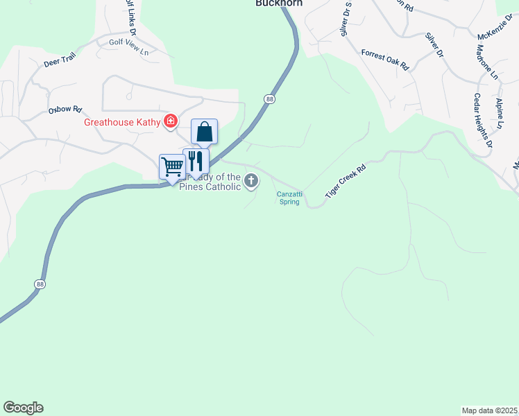 map of restaurants, bars, coffee shops, grocery stores, and more near 16200 Pinewood Drive in Pioneer