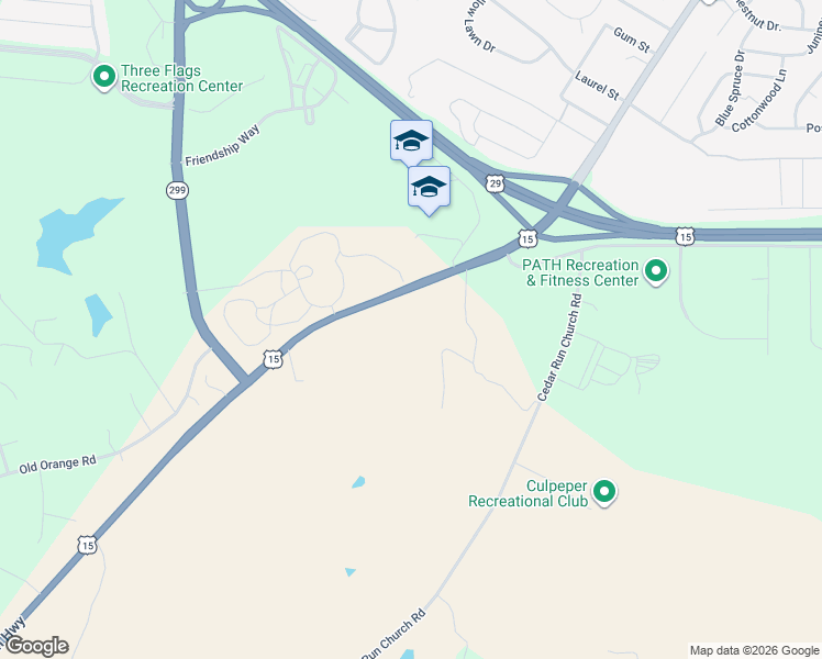 map of restaurants, bars, coffee shops, grocery stores, and more near James Madison Hwy in Culpeper