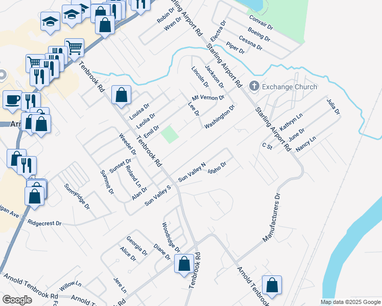 map of restaurants, bars, coffee shops, grocery stores, and more near 723 Dornseif Drive in Arnold