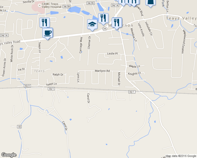 map of restaurants, bars, coffee shops, grocery stores, and more near 32 Barbara Circle in Hurricane