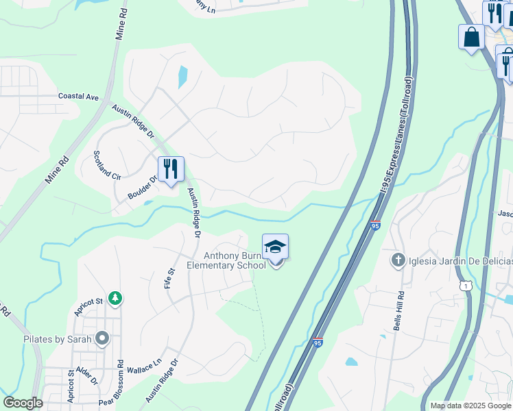 map of restaurants, bars, coffee shops, grocery stores, and more near 32 Tavern Road in Stafford