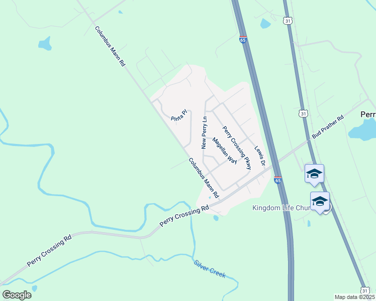 map of restaurants, bars, coffee shops, grocery stores, and more near 12013 New Perry Lane in Sellersburg