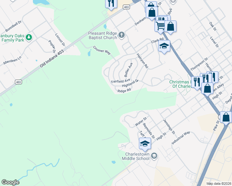 map of restaurants, bars, coffee shops, grocery stores, and more near 337 Ridge Road in Charlestown