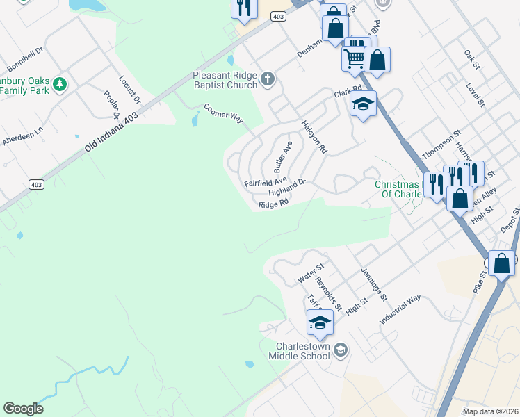 map of restaurants, bars, coffee shops, grocery stores, and more near 337 Ridge Road in Charlestown