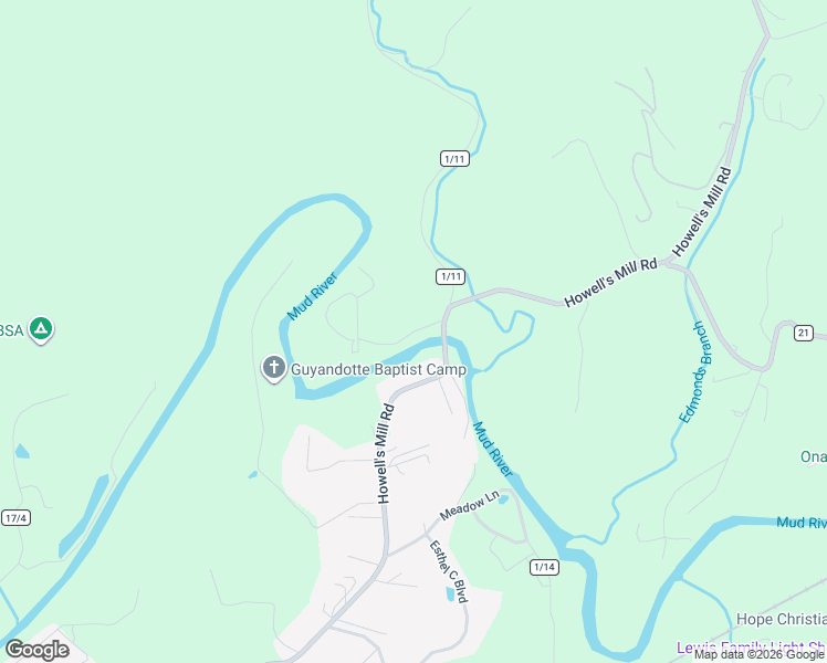 map of restaurants, bars, coffee shops, grocery stores, and more near Christian Camp Rd in Ona