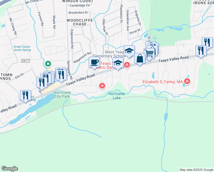 map of restaurants, bars, coffee shops, grocery stores, and more near 66 Estes Drive in Hurricane