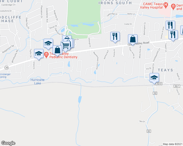 map of restaurants, bars, coffee shops, grocery stores, and more near 3011 Sussex Way in Hurricane