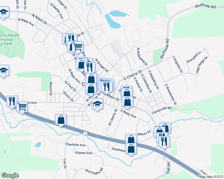 map of restaurants, bars, coffee shops, grocery stores, and more near 119 South Metter Avenue in Columbia
