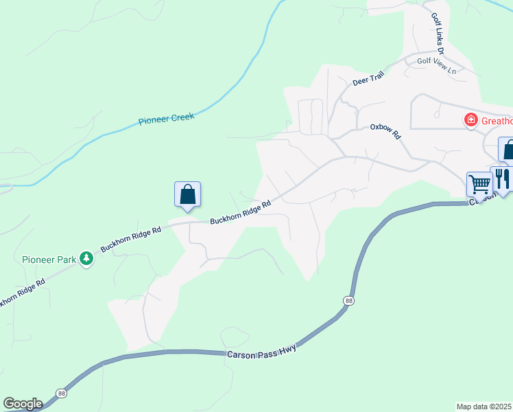 map of restaurants, bars, coffee shops, grocery stores, and more near 16292 Calypso Court in Pioneer