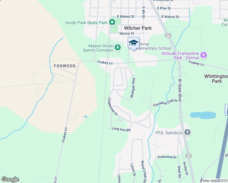 map of restaurants, bars, coffee shops, grocery stores, and more near 9303 Mulligan Way in Delmar