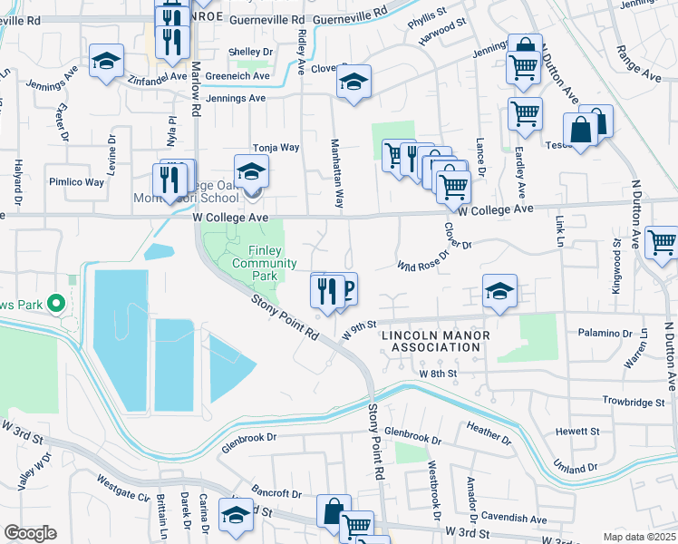map of restaurants, bars, coffee shops, grocery stores, and more near 1154 Adrienne Way in Santa Rosa