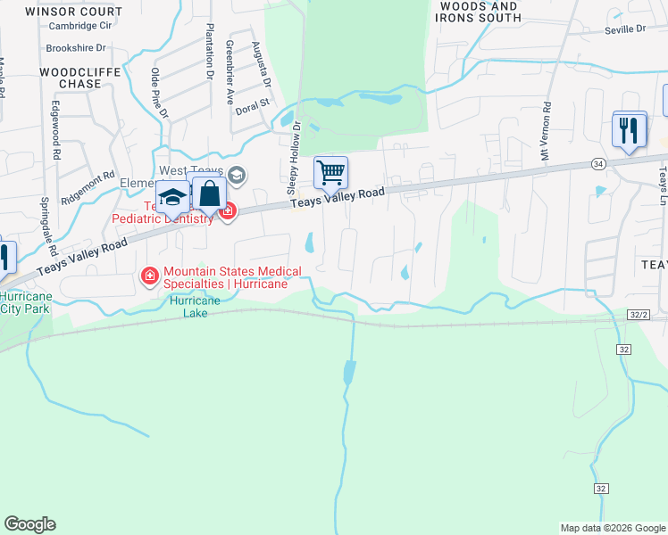 map of restaurants, bars, coffee shops, grocery stores, and more near 125-199 Gables Dr in Hurricane