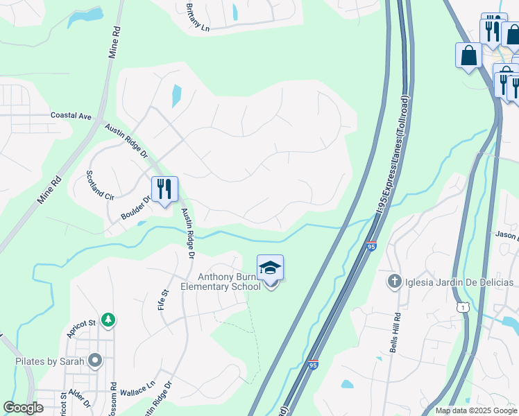 map of restaurants, bars, coffee shops, grocery stores, and more near 8 Basket Court in Stafford