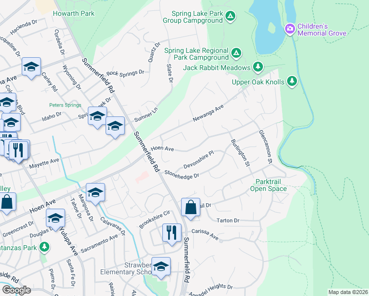map of restaurants, bars, coffee shops, grocery stores, and more near 4855 Hoen Avenue in Santa Rosa