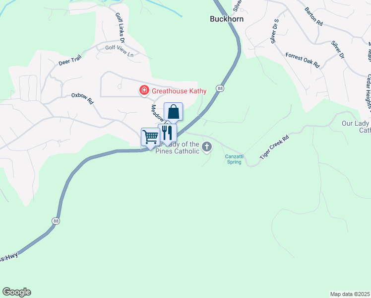 map of restaurants, bars, coffee shops, grocery stores, and more near 26600 Highway 88 in Pioneer