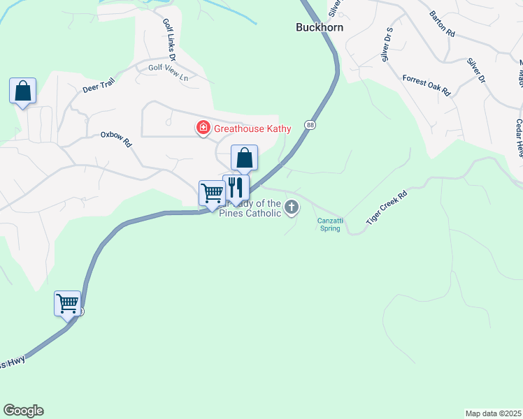 map of restaurants, bars, coffee shops, grocery stores, and more near 26600 California 88 in Pioneer