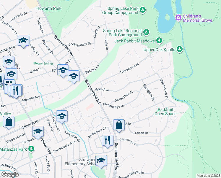 map of restaurants, bars, coffee shops, grocery stores, and more near 4837 Hoen Avenue in Santa Rosa