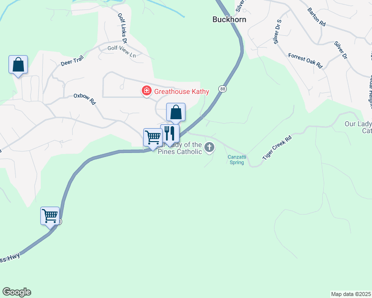 map of restaurants, bars, coffee shops, grocery stores, and more near 26600 California 88 in Pioneer