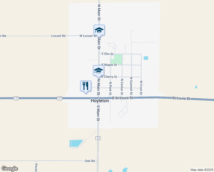 map of restaurants, bars, coffee shops, grocery stores, and more near 114 North Park Street in Hoyleton