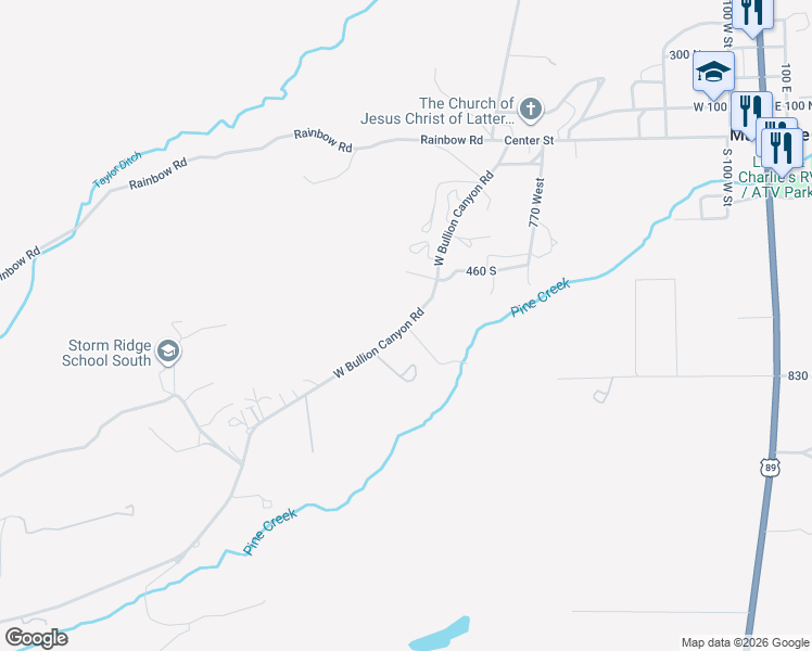 map of restaurants, bars, coffee shops, grocery stores, and more near 515 West Bullion Canyon Road in Marysvale