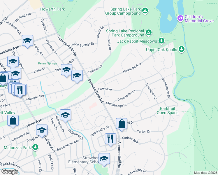 map of restaurants, bars, coffee shops, grocery stores, and more near 4837 Hoen Avenue in Santa Rosa