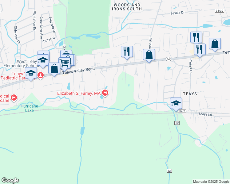 map of restaurants, bars, coffee shops, grocery stores, and more near 15 Renard Run in Hurricane