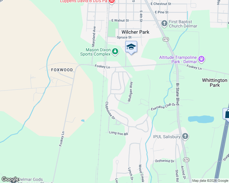map of restaurants, bars, coffee shops, grocery stores, and more near 9303 Mulligan Way in Delmar