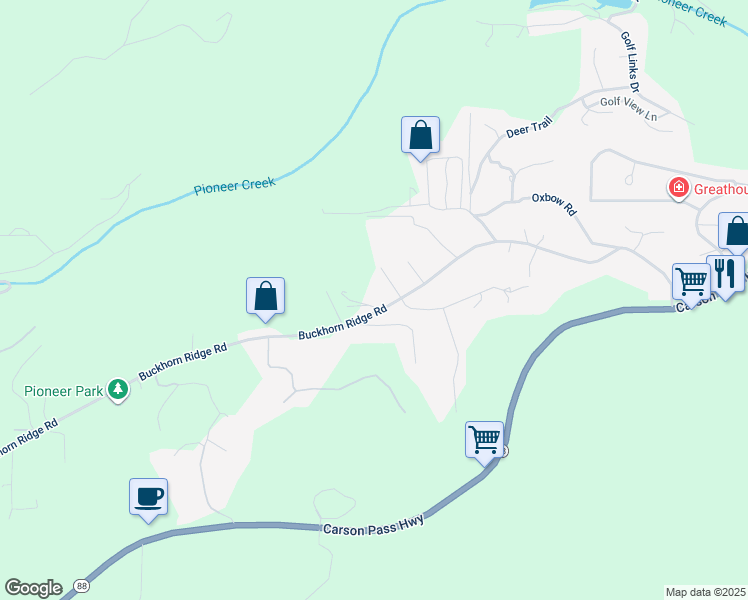 map of restaurants, bars, coffee shops, grocery stores, and more near 16292 Calypso Court in Pioneer