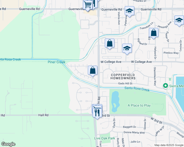 map of restaurants, bars, coffee shops, grocery stores, and more near 184 Sequoia Circle in Santa Rosa