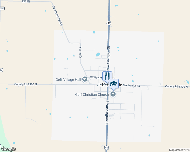map of restaurants, bars, coffee shops, grocery stores, and more near 200 West Wayne Street in Jeffersonville