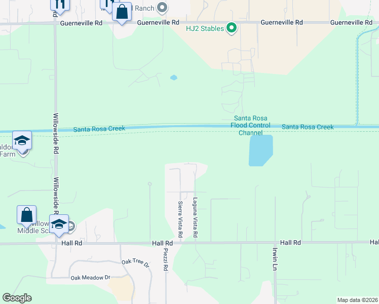map of restaurants, bars, coffee shops, grocery stores, and more near 497 Laguna Vista Road in Santa Rosa