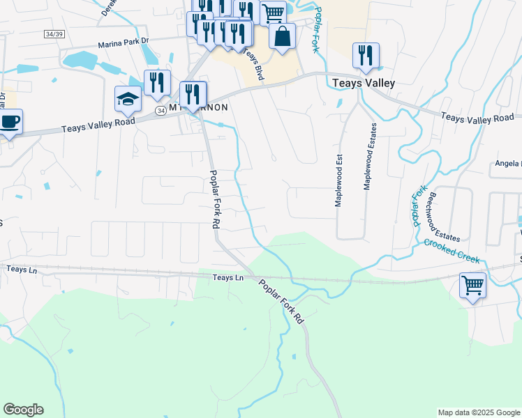 map of restaurants, bars, coffee shops, grocery stores, and more near 122 Orders Rd in Scott Depot