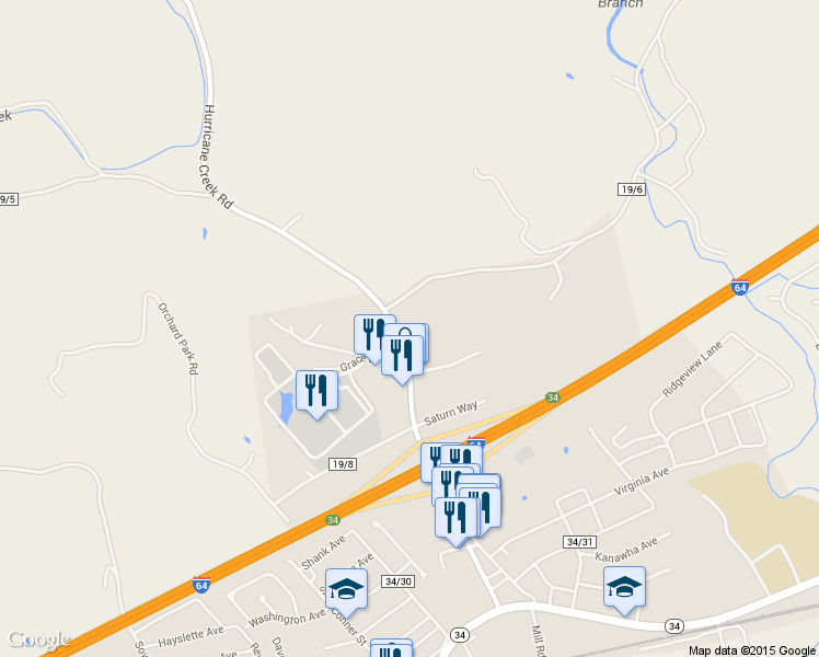 map of restaurants, bars, coffee shops, grocery stores, and more near 630 Hurricane Creek Road in Hurricane