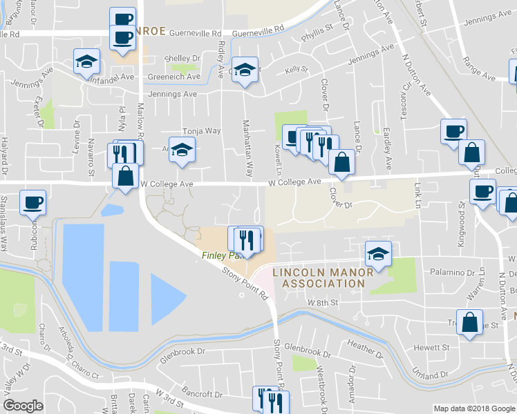 map of restaurants, bars, coffee shops, grocery stores, and more near Borden Villa Drive in Santa Rosa