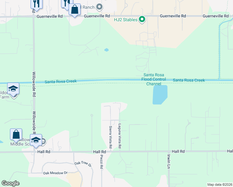 map of restaurants, bars, coffee shops, grocery stores, and more near 497 Laguna Vista Road in Santa Rosa