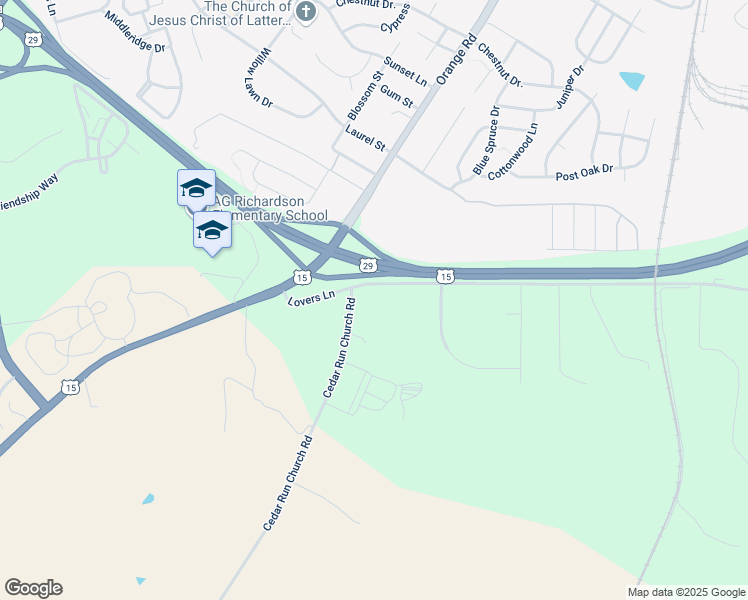 map of restaurants, bars, coffee shops, grocery stores, and more near Lovers Lane in Culpeper