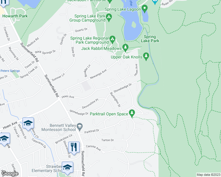 map of restaurants, bars, coffee shops, grocery stores, and more near 4790 Burlington Street in Santa Rosa