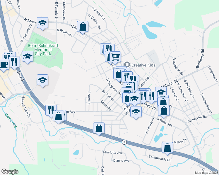 map of restaurants, bars, coffee shops, grocery stores, and more near 205 Gardner Street in Columbia