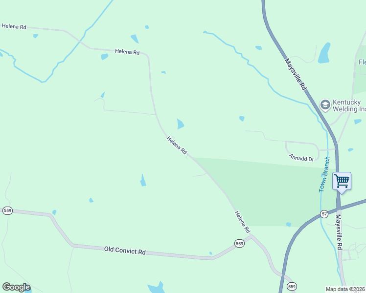 map of restaurants, bars, coffee shops, grocery stores, and more near 1514 Helena Road in Flemingsburg